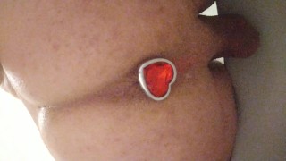 Slut squirts water from her butthole