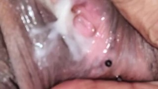 Pushing out daddy’s cum , sucking his cock , & peeing