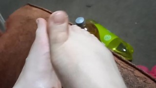 Feet pops out of slippers 