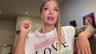 bitch with big tits eats a hamburger nicely