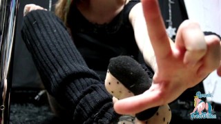 Goddess sock, legwarmer and cock worship