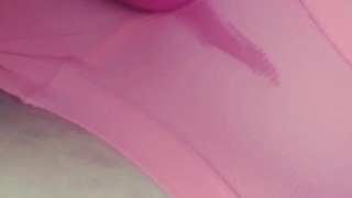 Cute teen's wet pussy squirting multiple orgasms through pink panties!
