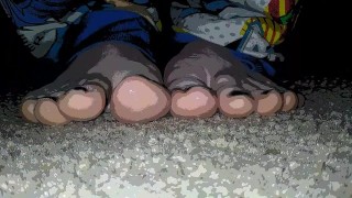 Foot Fetish, Tapping Toes, Trans Guy With Long Fuckable Feet