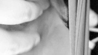 Latina rubbing masturbating little pussy close up alone black and white filter