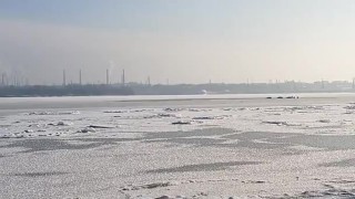 Winter city across the river.