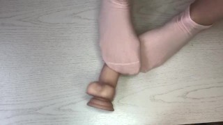 Trampling dick and balls with pretty socks 
