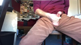 He couldn’t resist-stroking his cock in class 