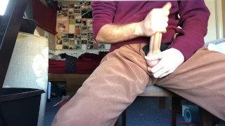 He couldn’t resist-stroking his cock in class 