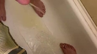 Pee with a guy on top of each other