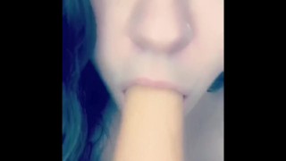 Dildo blowjob and facefuck POV