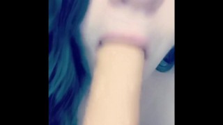 Dildo blowjob and facefuck POV
