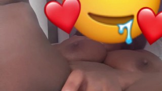 Pretty young ebony milf masturbates with vibrating dildo until pussy creams 