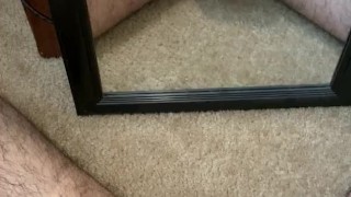 skinny twink jerks himself off in front of a mirror