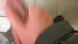 Me jerking off at public restroom stall and making a mess