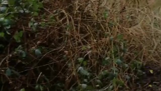 Boy jerking off and cumming on a forest trail