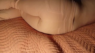 ⭐ Lazy Pee, Bedwetting Girl In Pink Jeans - Watch My Glistening Wet Patch Spreading