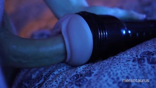 Guy sensually fucks his toy and cums