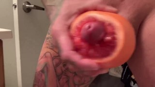 Jerk Off Big Dick Solo Fuck Grapefruit XxX Juicy Food Porn & Cumshot
