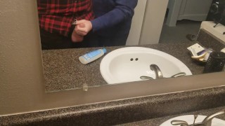 Couldnt wait for him to undress, so I jerked him off in his work clothes.