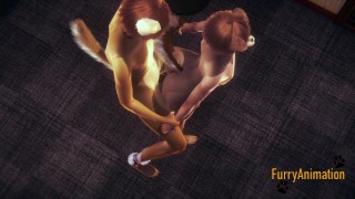 Furry Yaoi - Dog Fucked Standing from Fox with cum inside