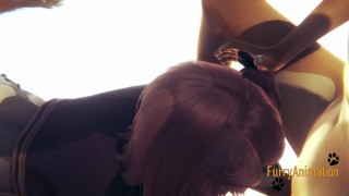 Furry Yaoi - Greyhound Blowjob to Fox and cums in his mouth