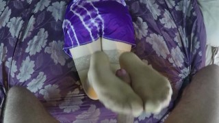 Footjob to Cumshot on Dress & Stockings