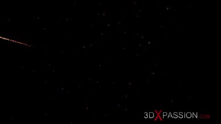 Earth orbit - a sex journey. Alien shemale fucks a horny sex slave in the space station