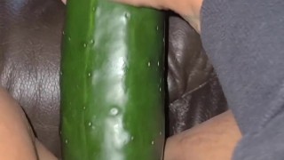 Filling my pussy and Fucking a nice thick Cucumber 