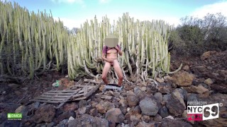 Outdoor nature handjob big dick