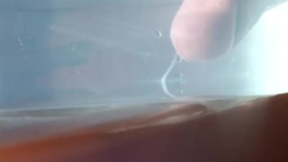 オナニーして水中にどぴゅどぴゅ射精してみた　水中に大量射精
