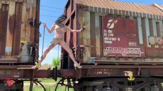 Naked in public on a old train