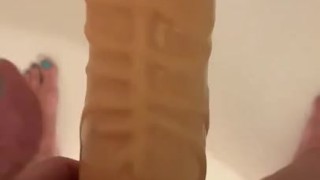 She fucked her dildo in her friends shower 