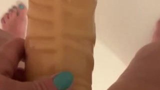 She fucked her dildo in her friends shower 