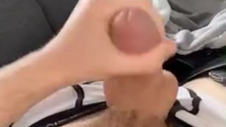 Quick cumshot before roommate comes home 