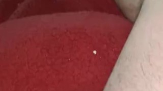 Stroking long thick cock till cumshot