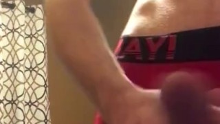 Jock jacks off and cums 