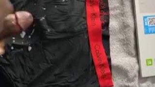 Cum explosion all over underwear and computer. 