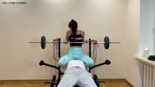 Red Head Mistress Sofi In Blue Leggings Face Sitting and Ass Worship Femdom In GYM [PREVIEW]