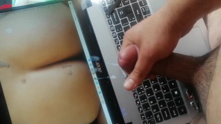 Cumming over fat ass