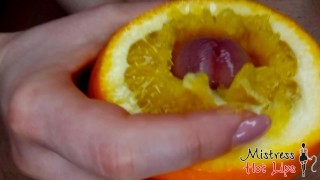 Yellow Cum Porn - Close up yummy foodjob and ruined orgasm from Mistress Hot Lips. Dessert  with cum and orange juice. - Free Porn Videos - YouPorn
