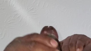 Ebony BHM jerks off. When you cum on camera. LITERALLY. More in fans page.