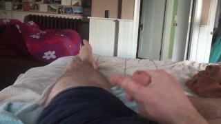 I cum again! Risky dribbling cumshot with the door open 