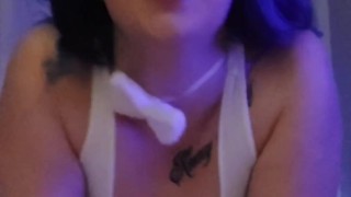 Sexy blue haired milf bunny making herself cum 