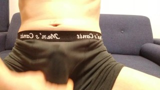 Put lotion in black underwear and ejaculate.