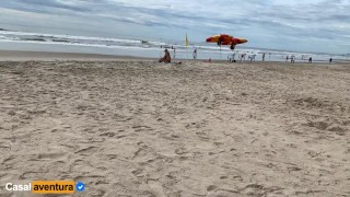 Very high handjob risk on crowded beach - Real Amateur