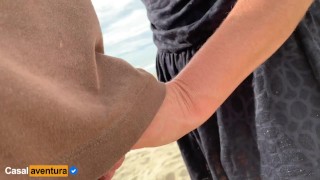 Very high handjob risk on crowded beach - Real Amateur