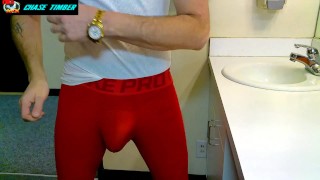 Justa9er Chase Timber Swinging Huge White Cock at Urinal Hung White Dick