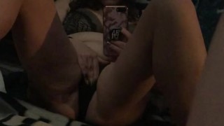 Hot pierced MILF with glasses plays with pussy through panties