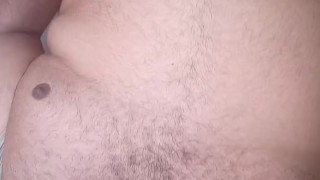 Fat big belly masturbating 