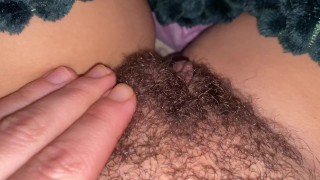 Playing With My Big Hairy Clit Close Up